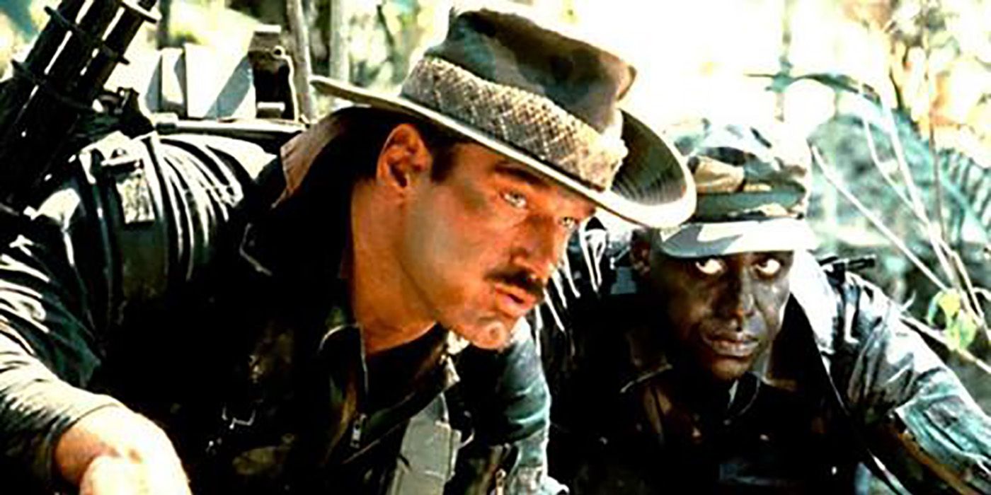 Blain and Mac looking to the distance in Predator