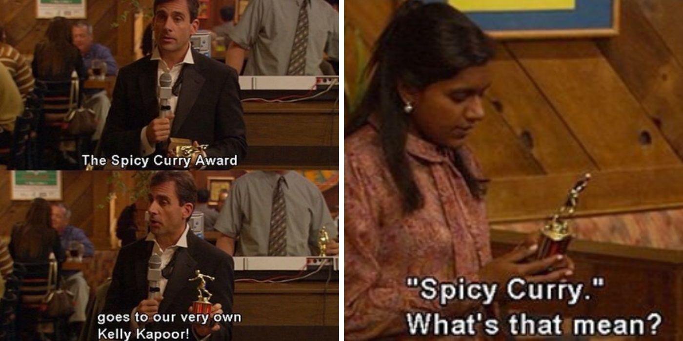 Kelly Kapoor wins the Spice Curry Dundie award in The Office