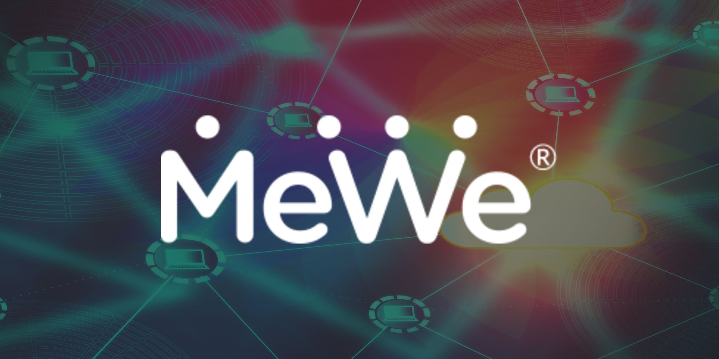 MeWe logo on a multicolored background