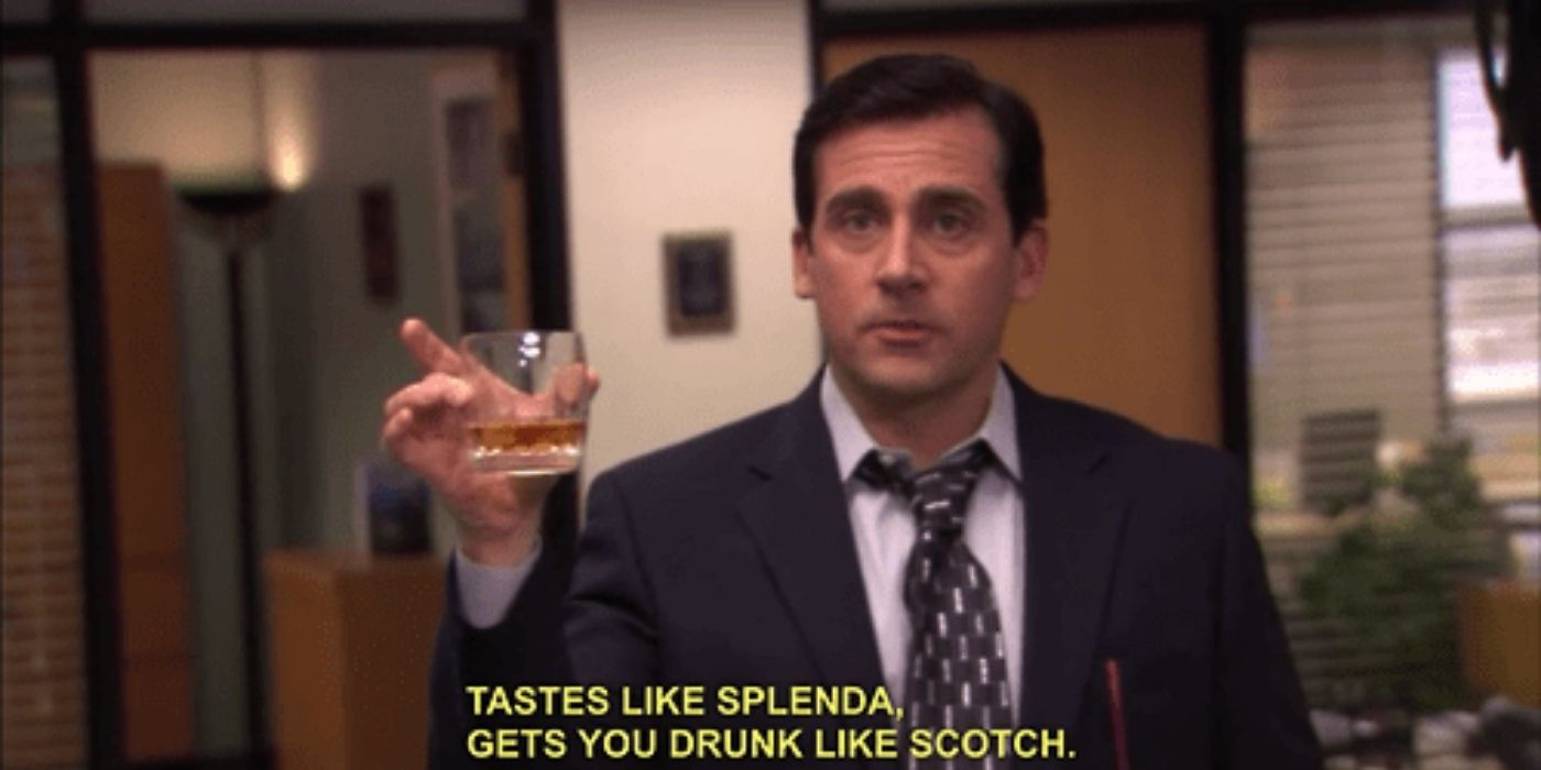 michael scott drinking scotch and splenda