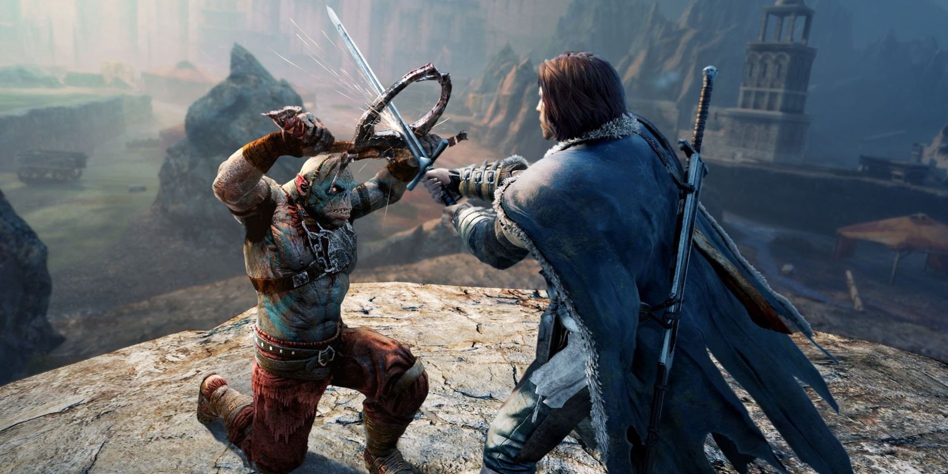 Talion battling an orc in Middle-Earth: Shadow Of Mordor