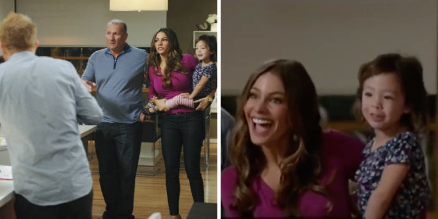 modern family blooper with lily and gloria