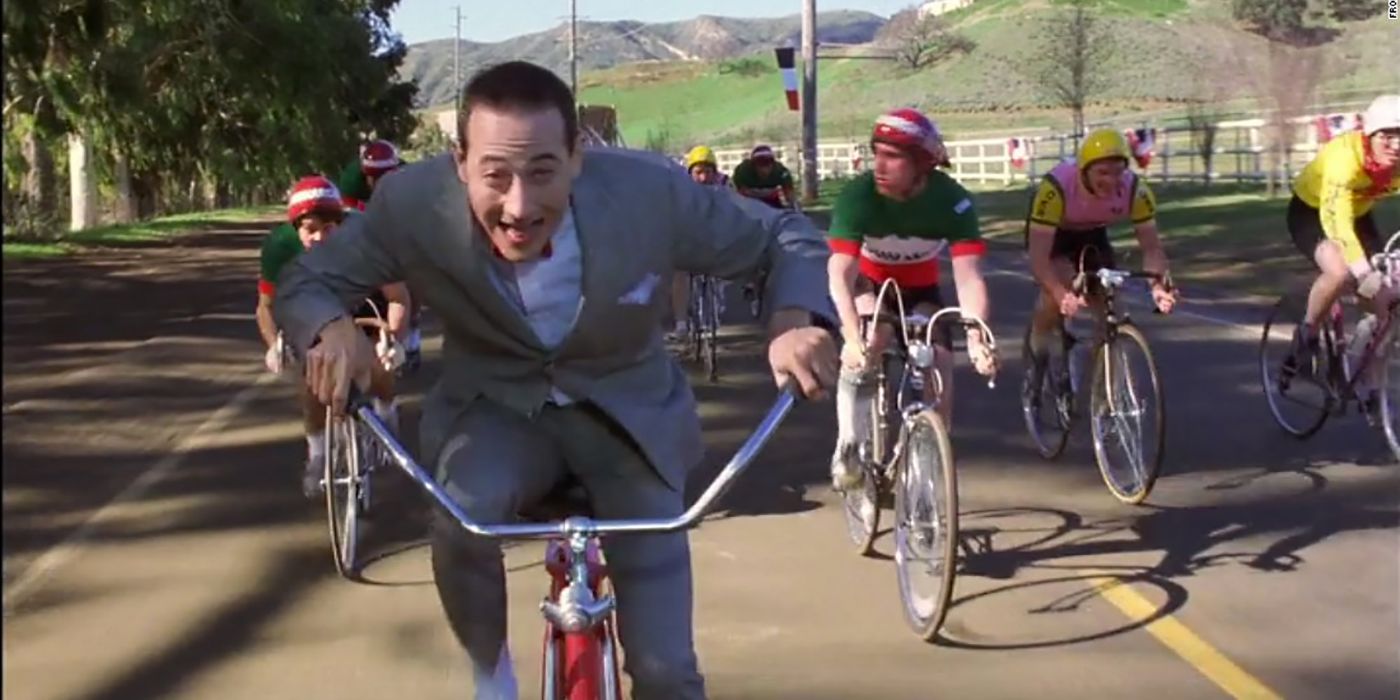 Pee-wee riding his bike in Pee Wee's Big Adventure