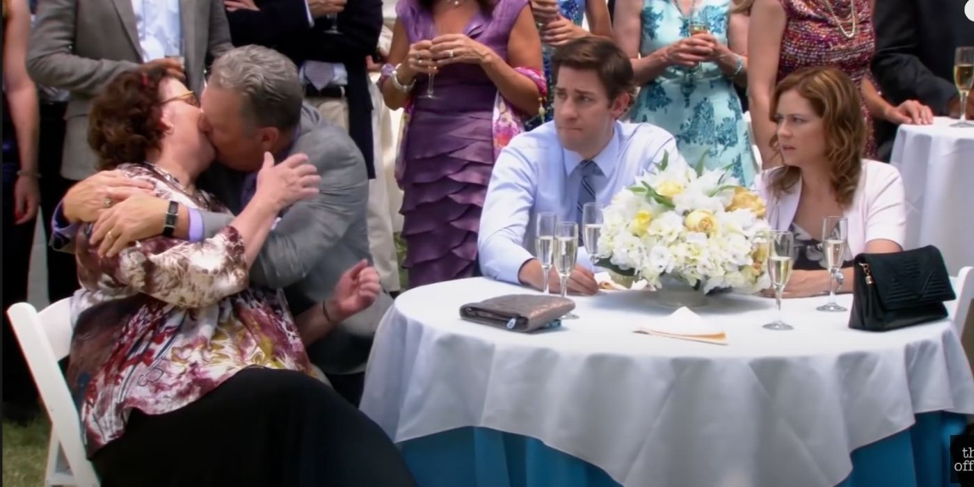 phyllis and bob at roys wedding in the office