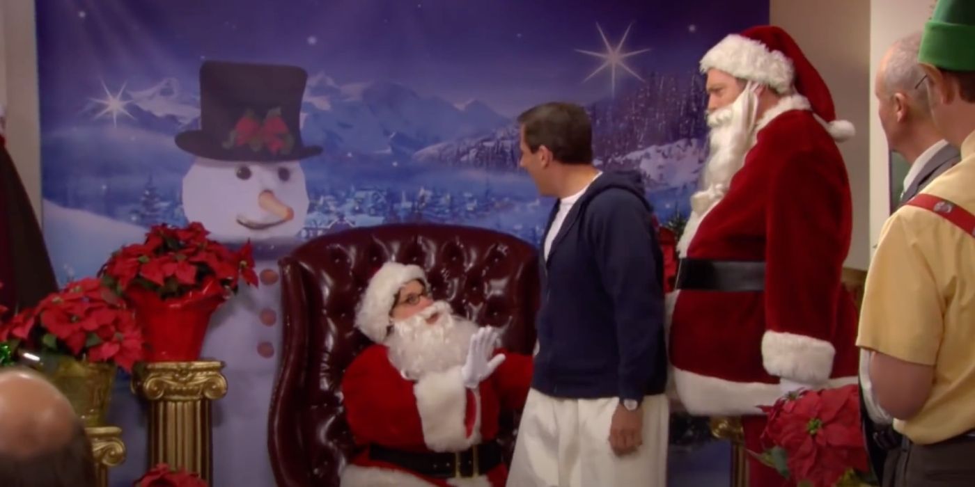 Michael angrily yells at Phyllis while she's dressed as Santa Claus on The Office