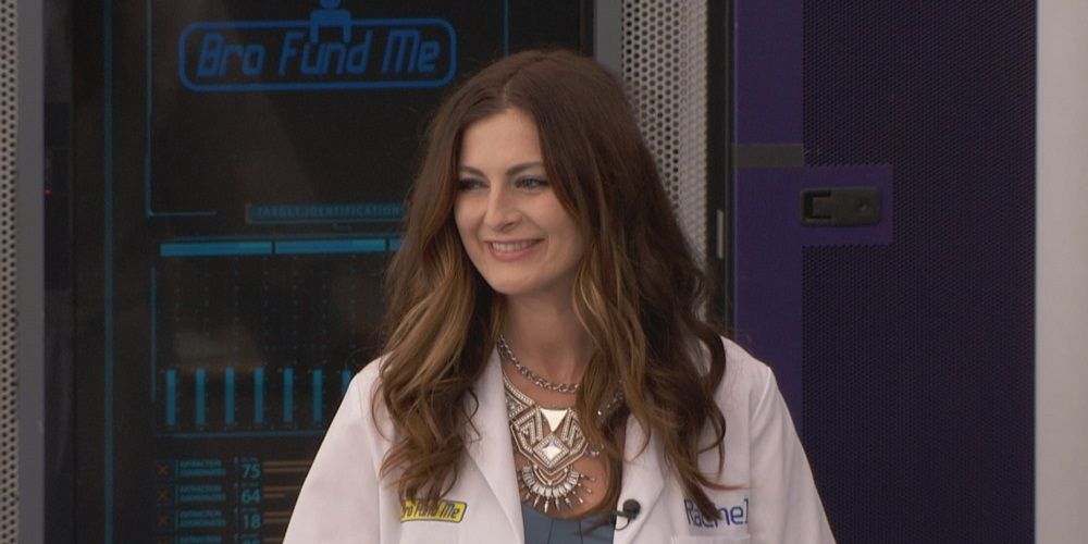 Rachel Reilly from Big Brother wearing a lab coat.