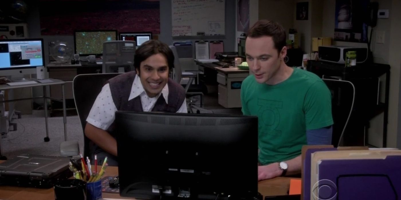 raj and sheldon in the office - the big bang theory