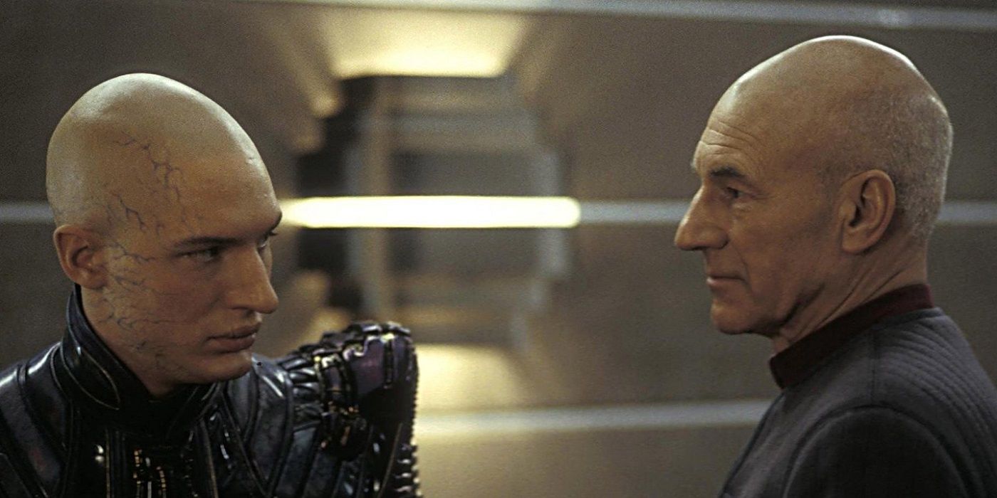Tom Hardy and Patrick Stewart in Star Trek Nemesis