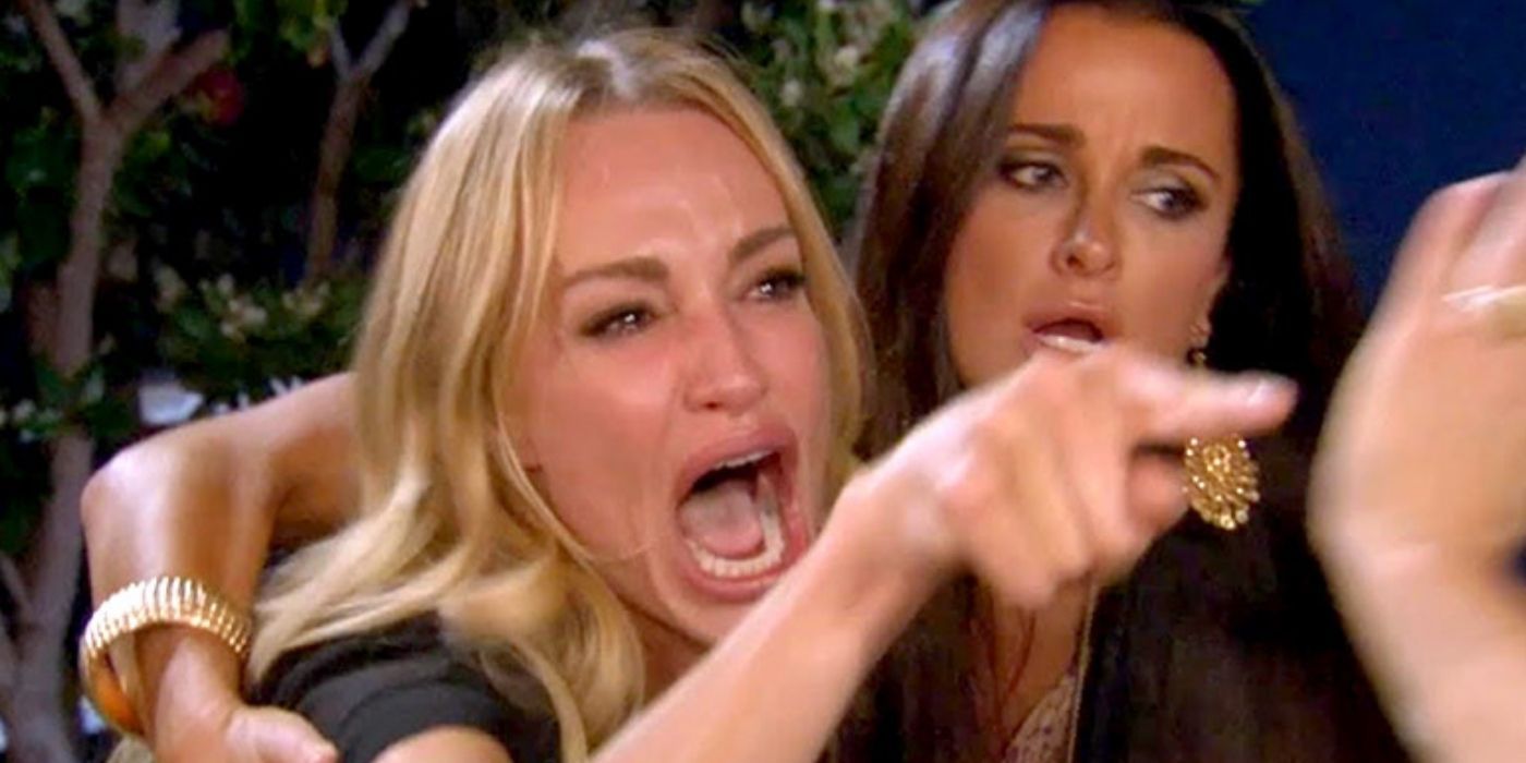 Taylor Armstrong crying and pointing her finger on RHOBH