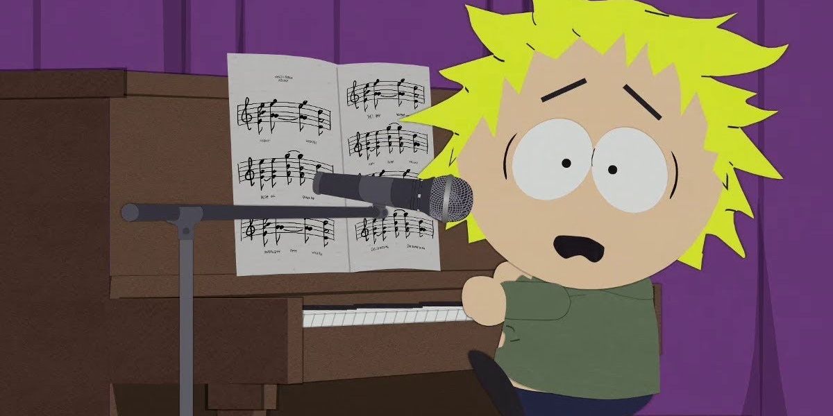 South Park's Tweek playing the piano.