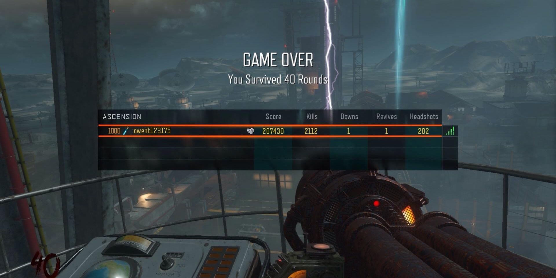 Game Over screen on Ascension zombie map Black Ops