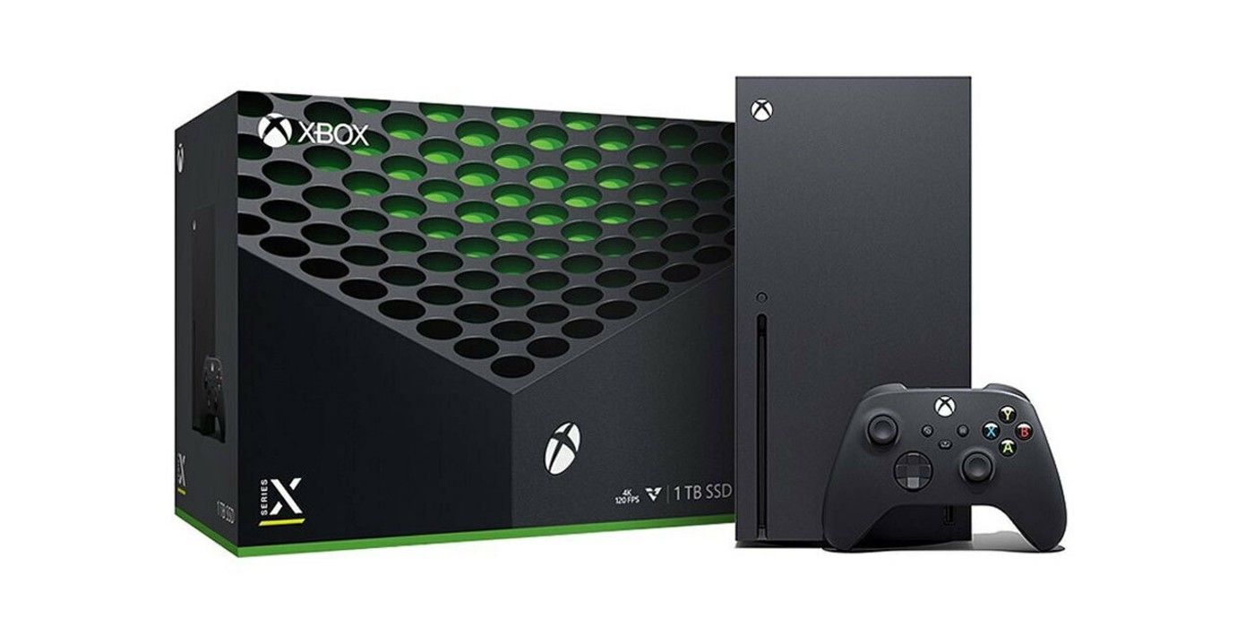 Xbox Series X next to its box