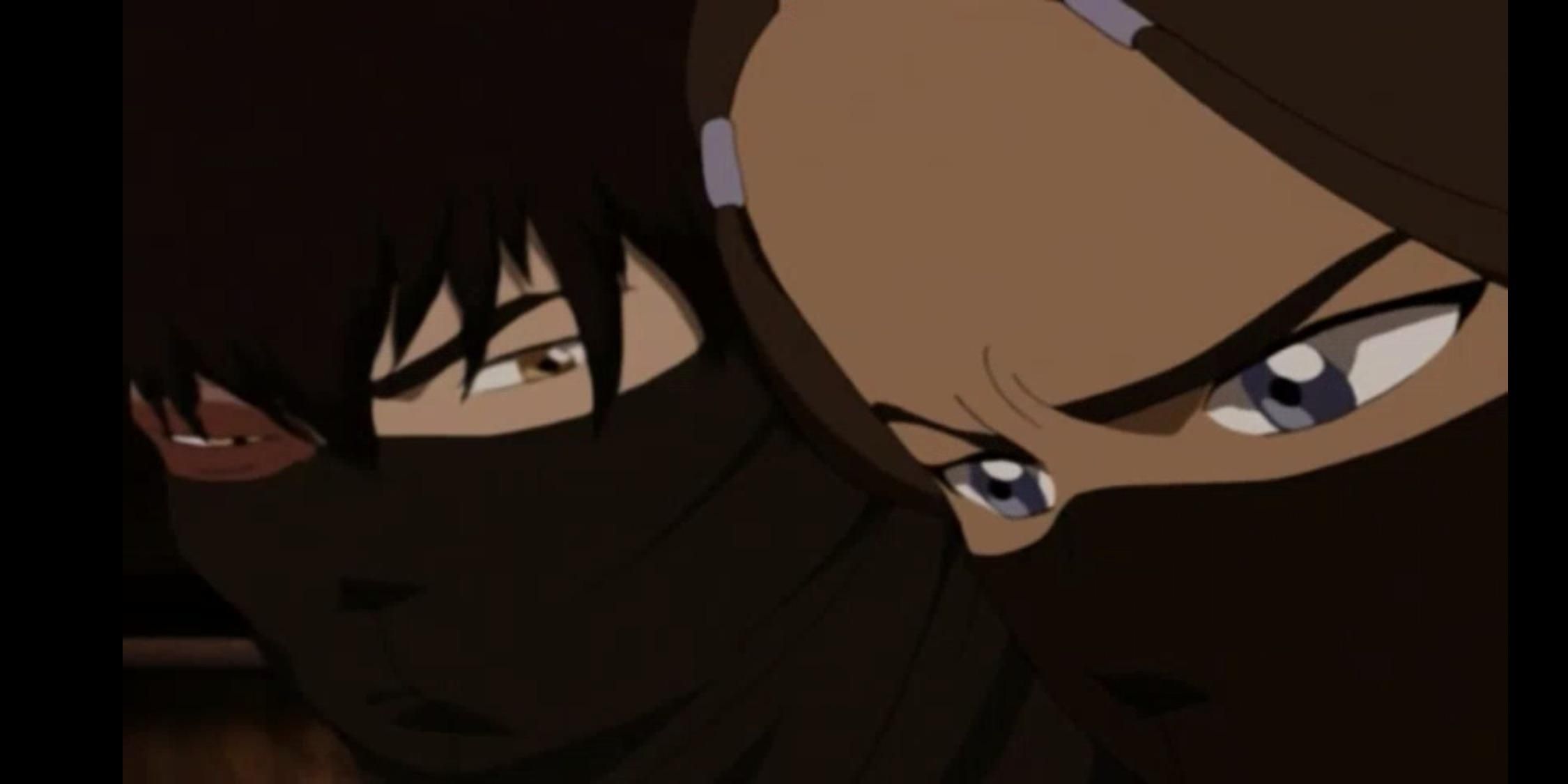 Katara and Zuko in the Southern Raiders episode of The Last Airbender