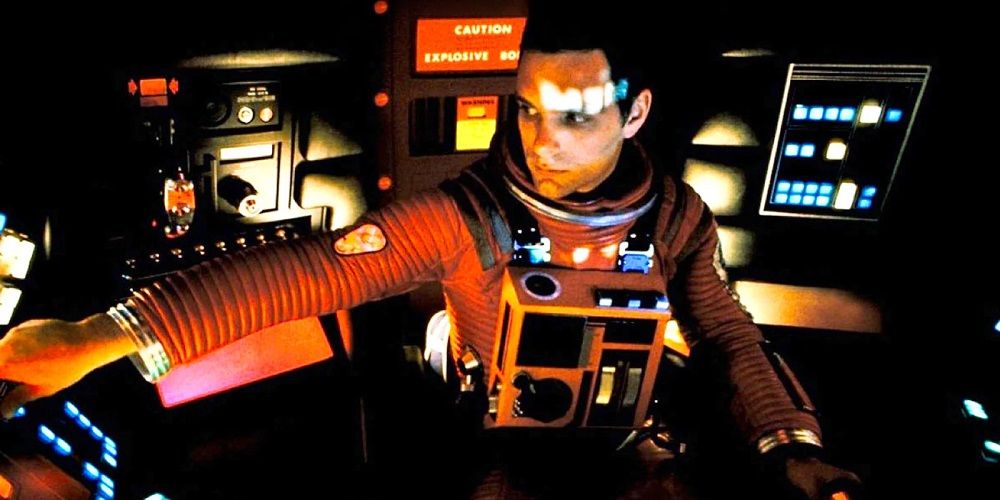 David Bowman piloting the ship in his spacesuit in 2001: A Space Odyssey 1968