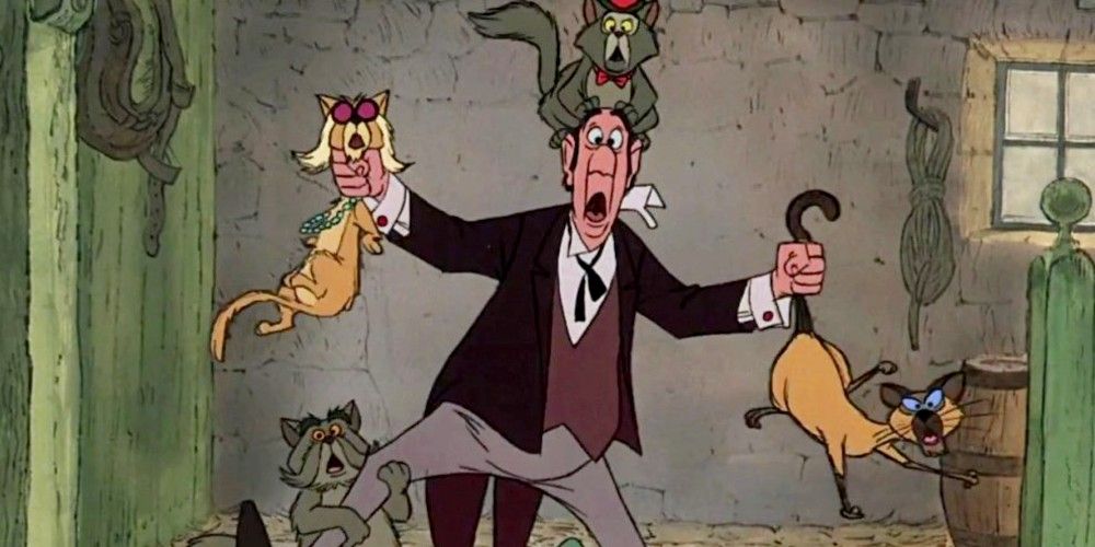 Edgar being attacked by the cats in The Aristocats