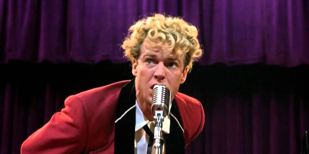 A still from Great Balls of Fire featuring Dennis Quaid as Jerry Lee Lewis