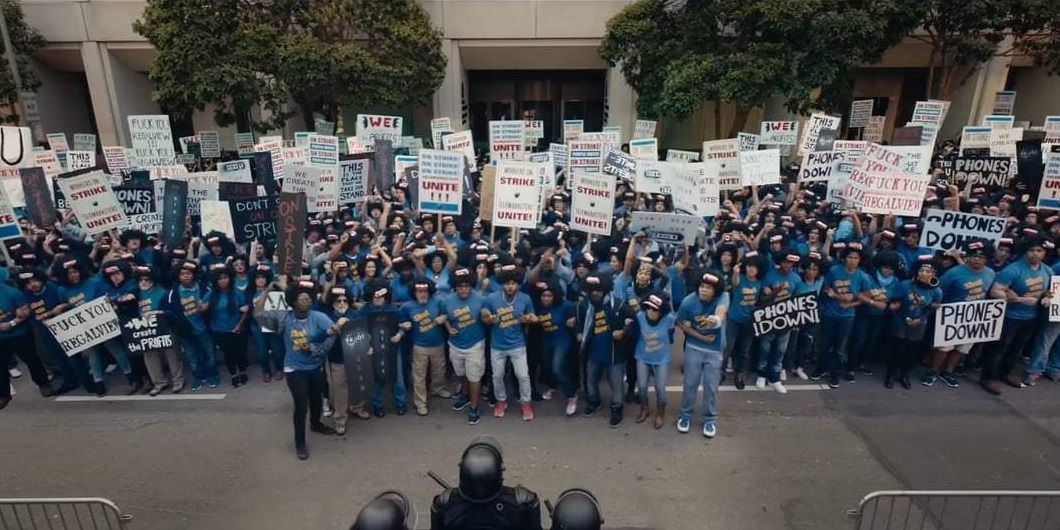 Boots Riley Sorry to Bother You protest visual The Franchise Fatigue Catalyst
