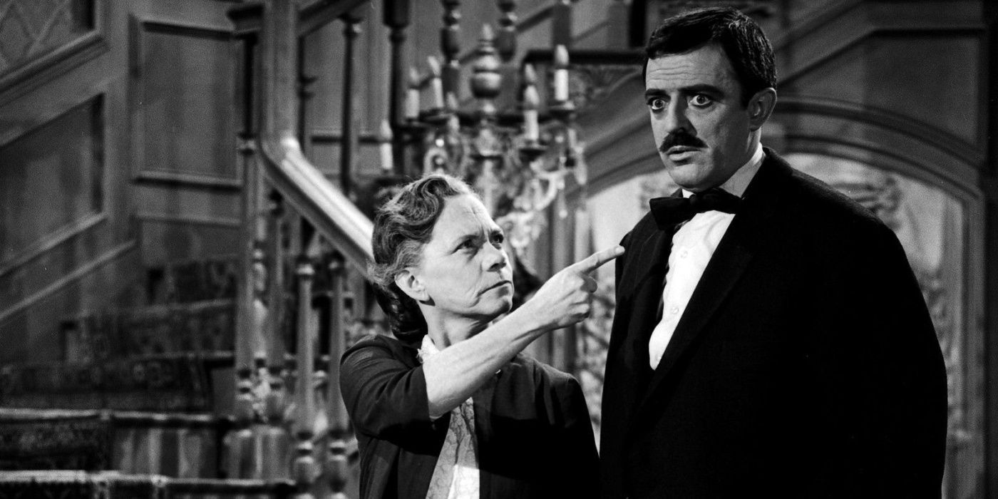 Gomez with Lurch's mother in The Addams Family