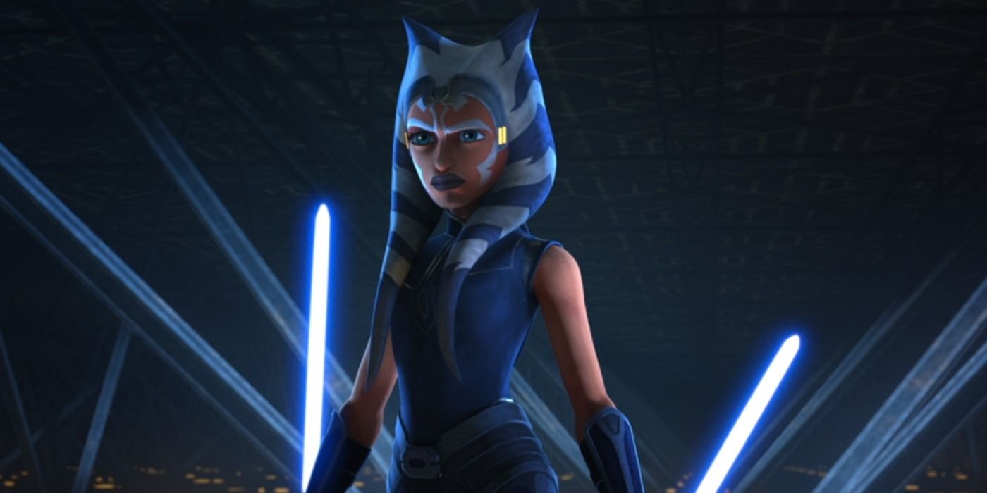 Ahsoka Tano faces off with Maul in The Clone Wars