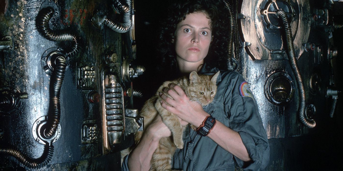 Ripley Holding Jonesy the cat in Alien 1979 