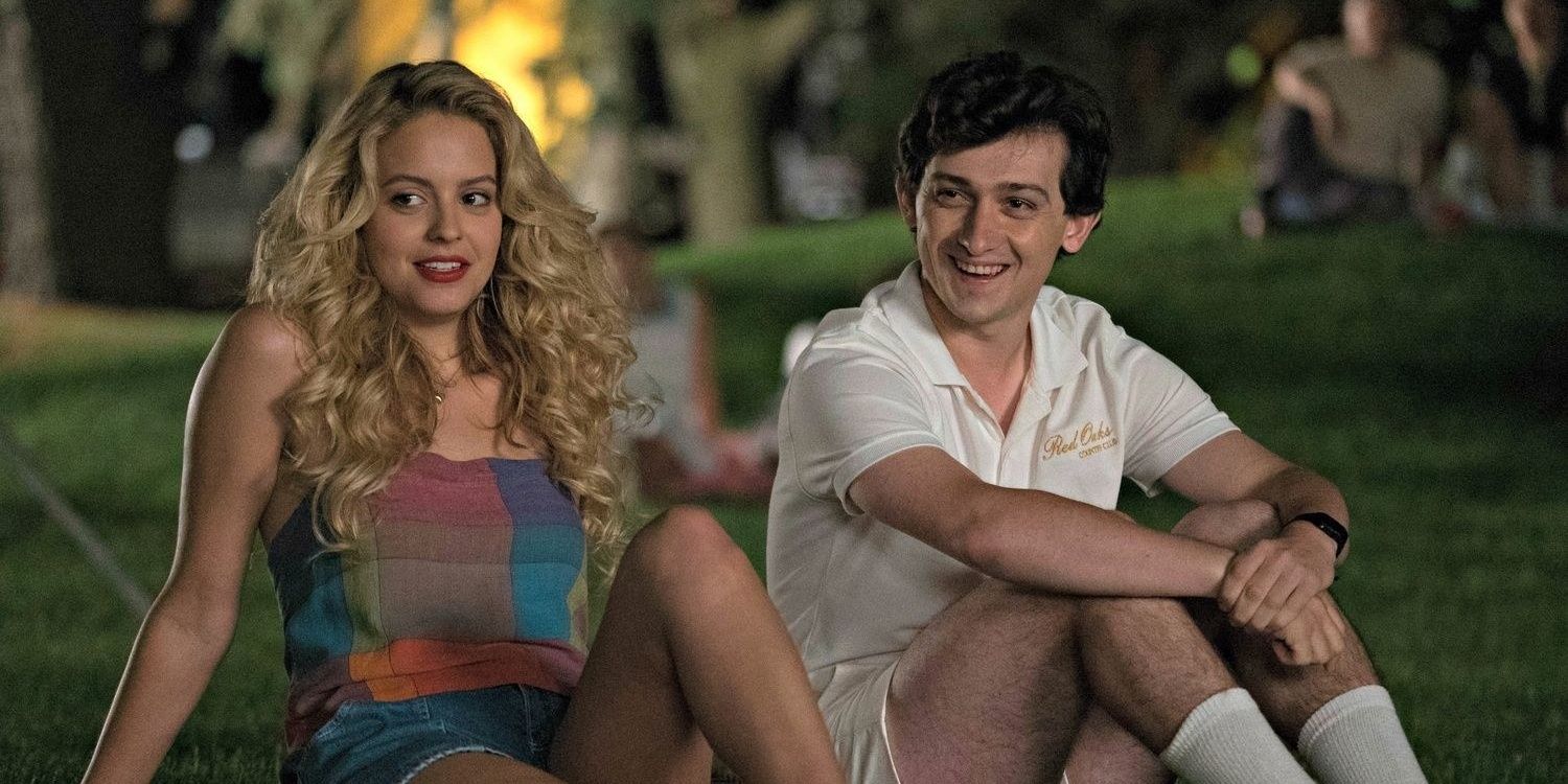 amazon prime series red oaks Craig Roberts sitting on grass with Gage Golightly