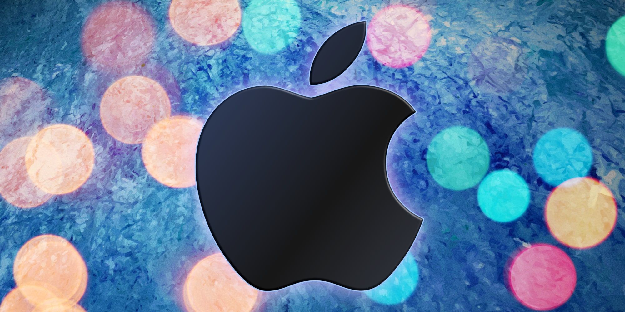 Apple Logo Over Blue Holiday BG