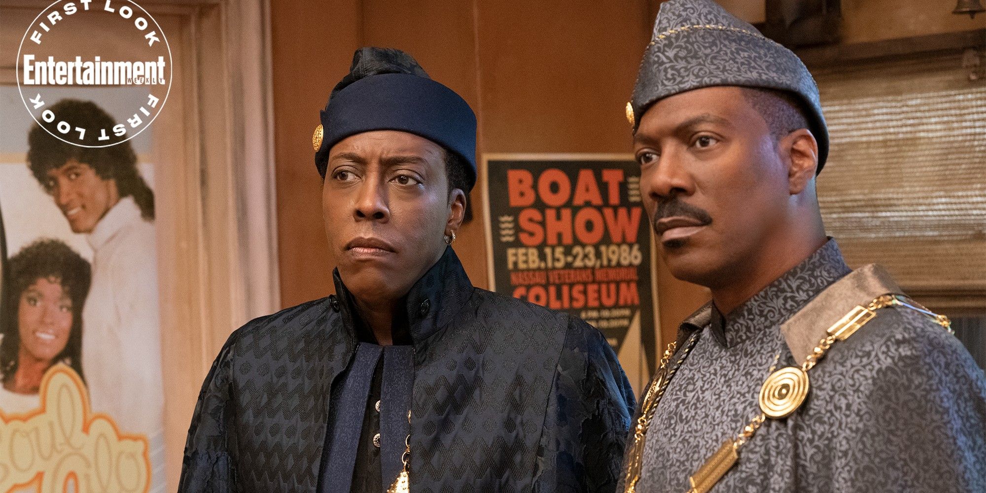 Arsenio Hall and Eddie Murphy in Coming 2 America cropped