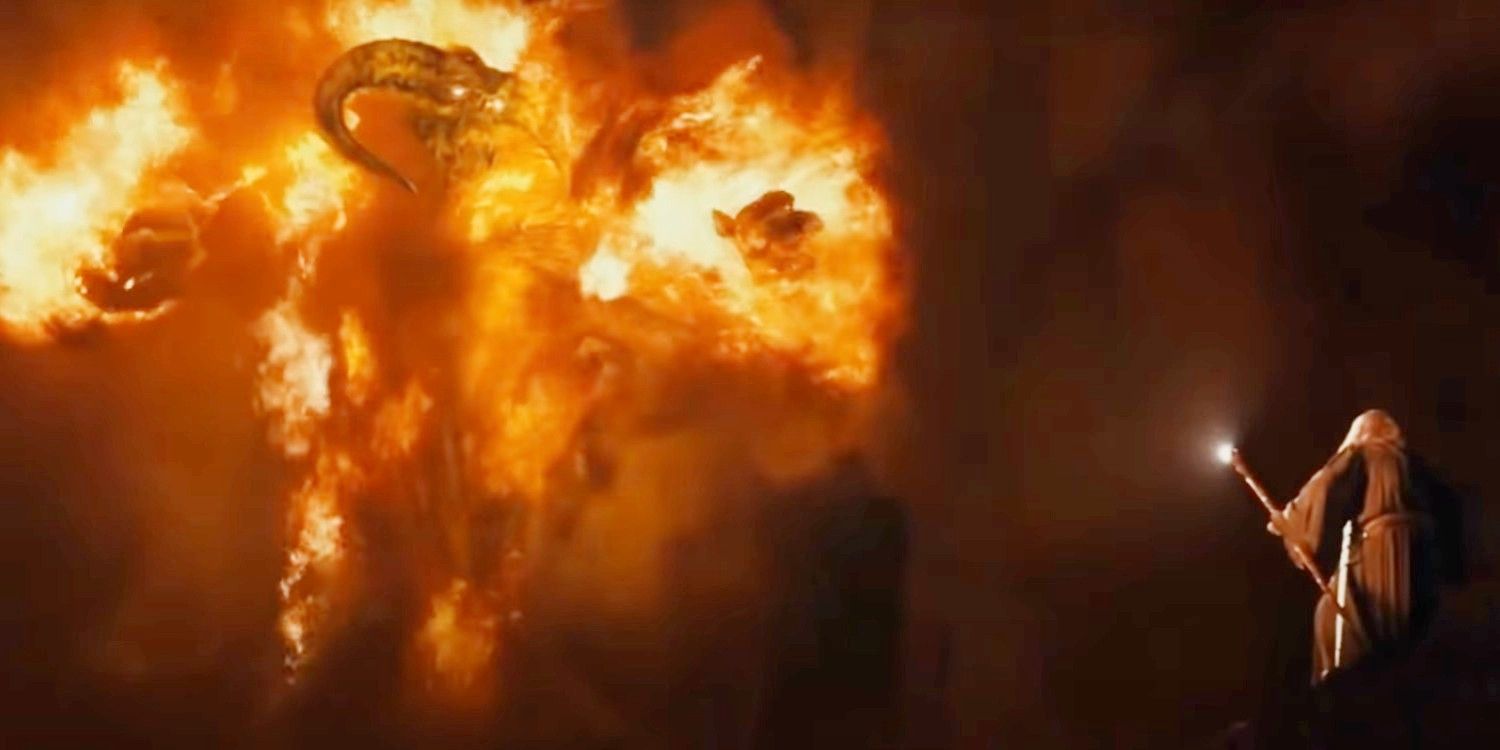Balrog and Gandalf face off in Lord of the Rings