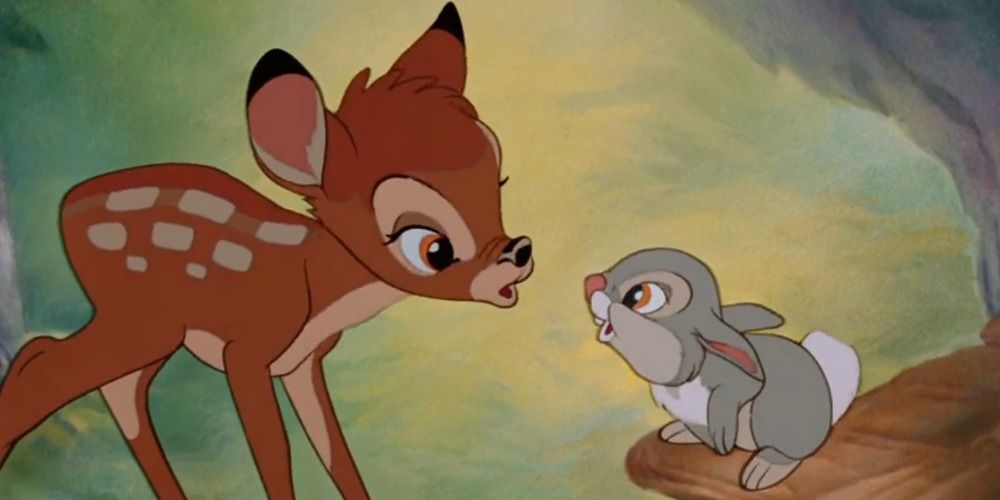Bambi acting cute with Thumper