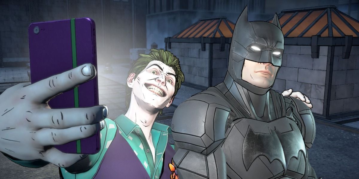 Joker and Batman take a selfie together in Batman: The Enemy Within