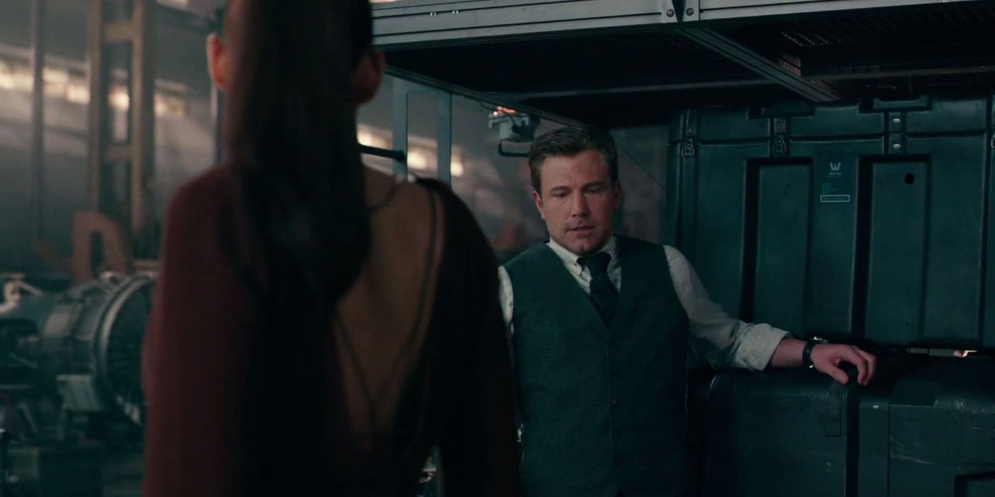 Batman and Wonder Woman in Justice League Batcave