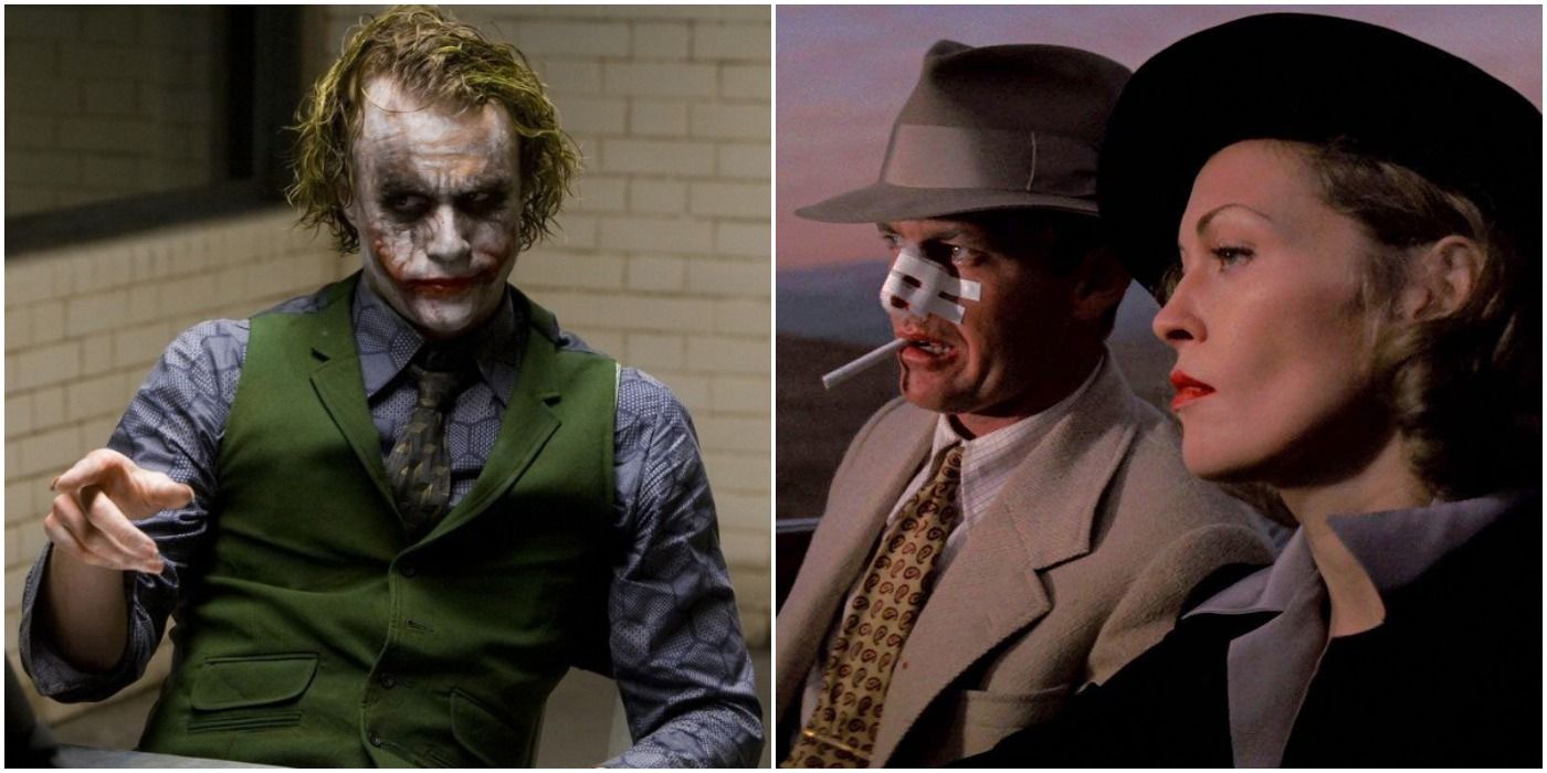 Dark Knight Heath Ledger As Joker Interrogation Chinatown Faye Dunaway Jack Nicholson Beat Up Car Red Lipstick