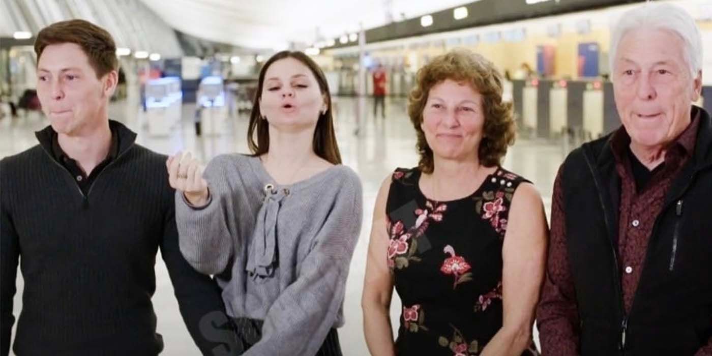 Brandon and Julia In 90 Day Fiance with his parents Ron and Betty inside airport