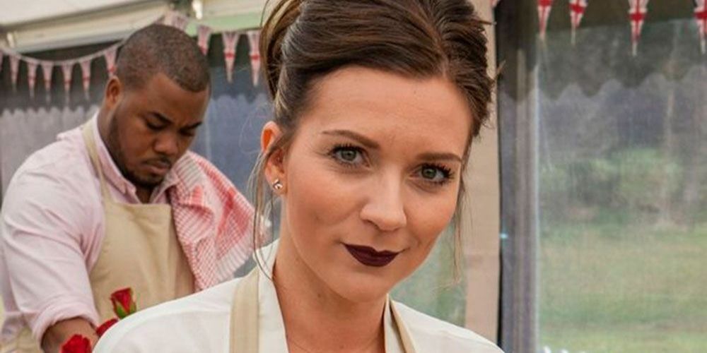 Candice Brown looking into the camera in The Great Britis Bakeoff