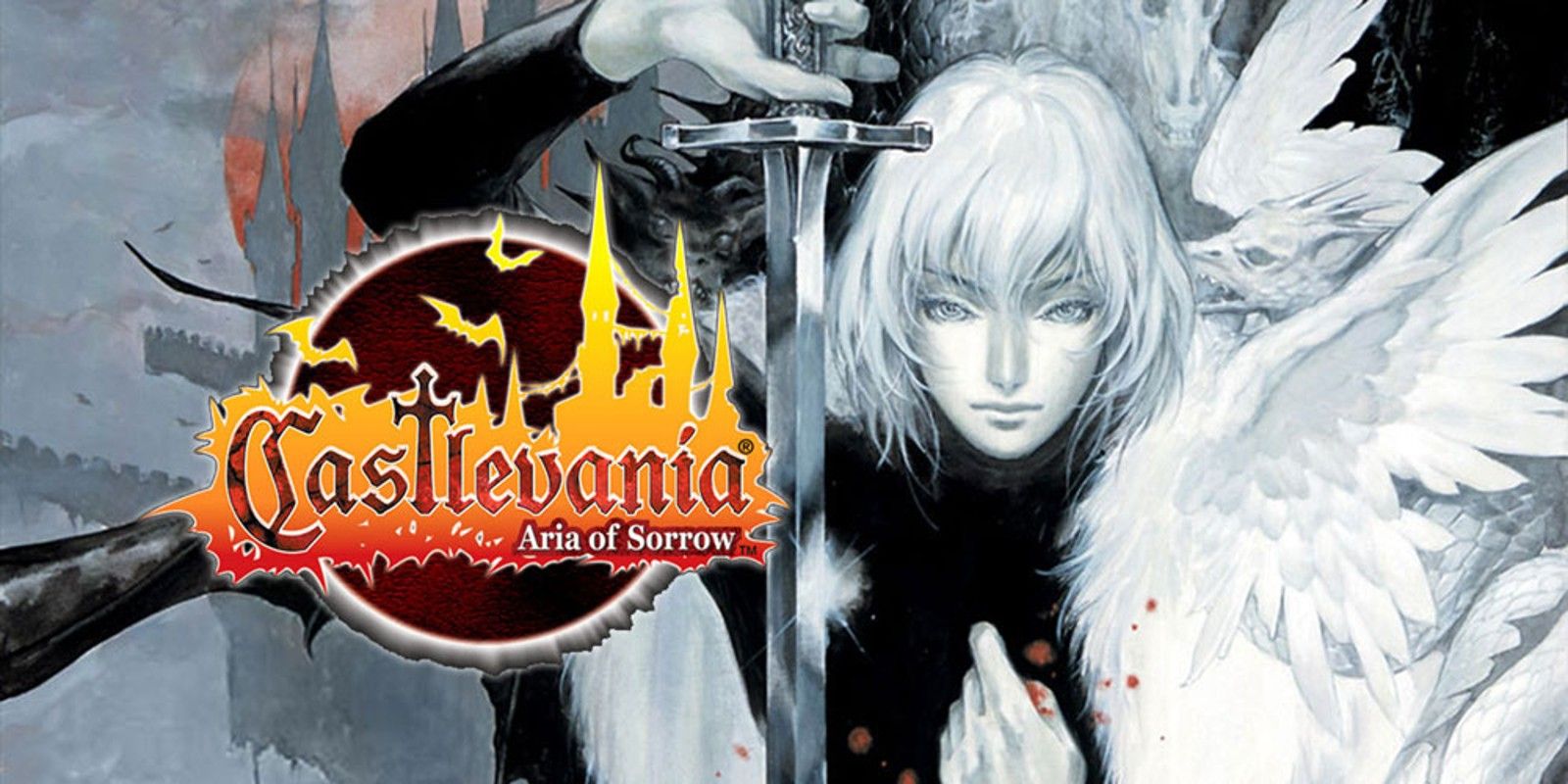 Castlevania: Aria of Sorrow cover art featuring Soma Cruz drawing his sword.