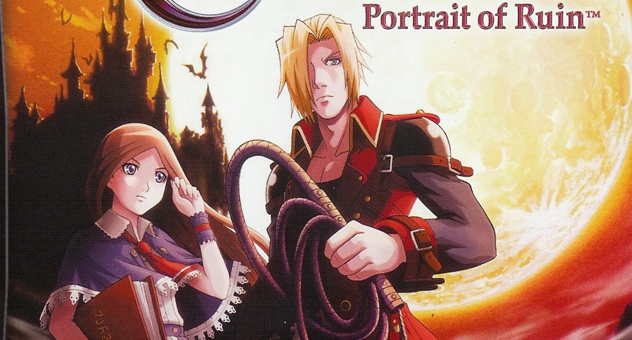 Castlevania Portrait of Ruin the Main Characters stand in front of Draculas Castle.