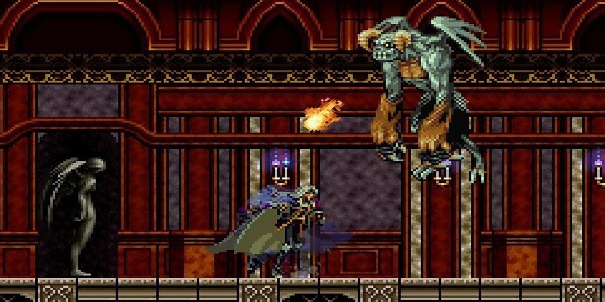 Alucard attacks a flying demon from Castlevania Symphony of the Night