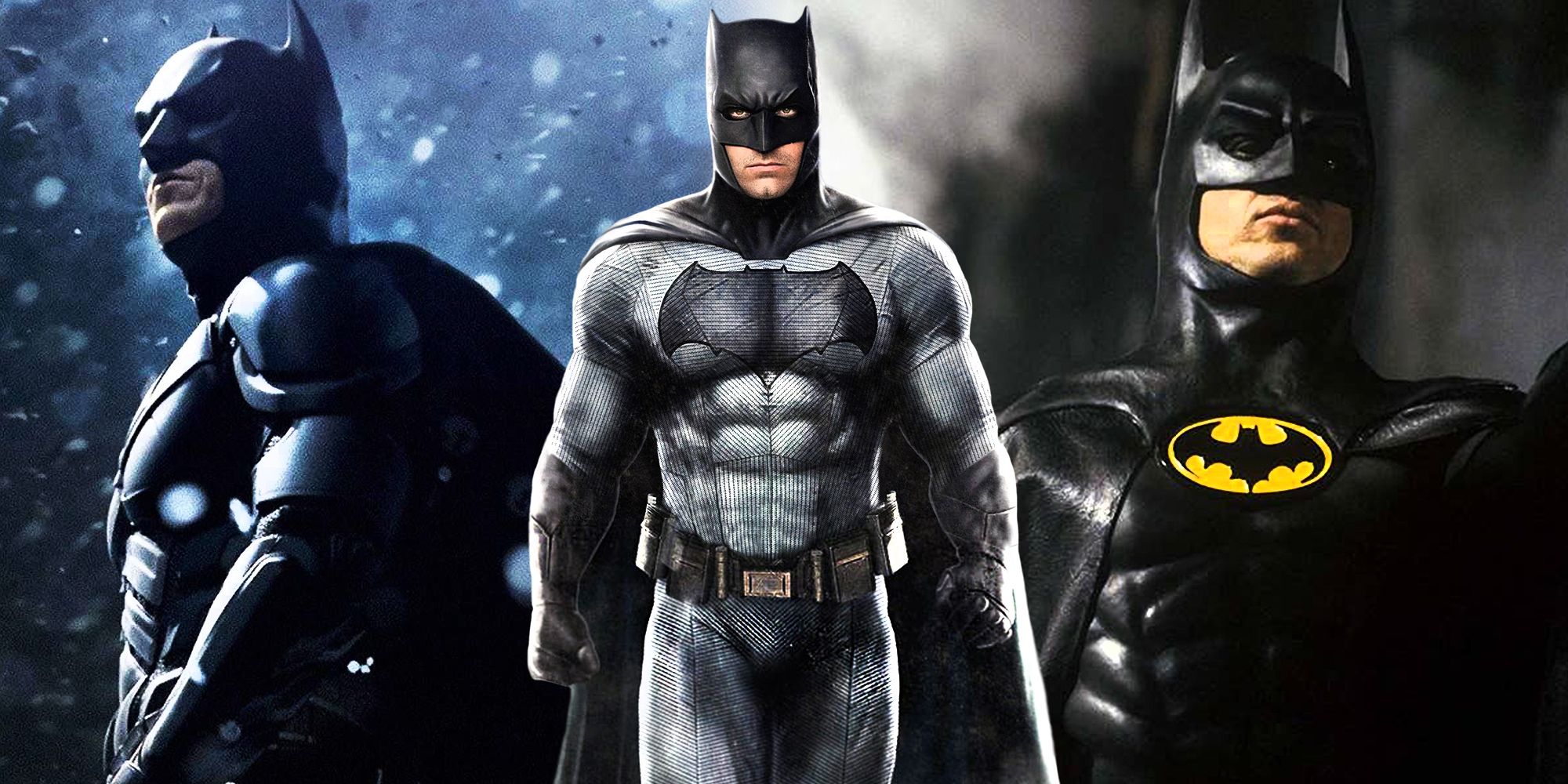 Christian Bale, Ben Affleck, and Michael Keaton as Live-Action Batman