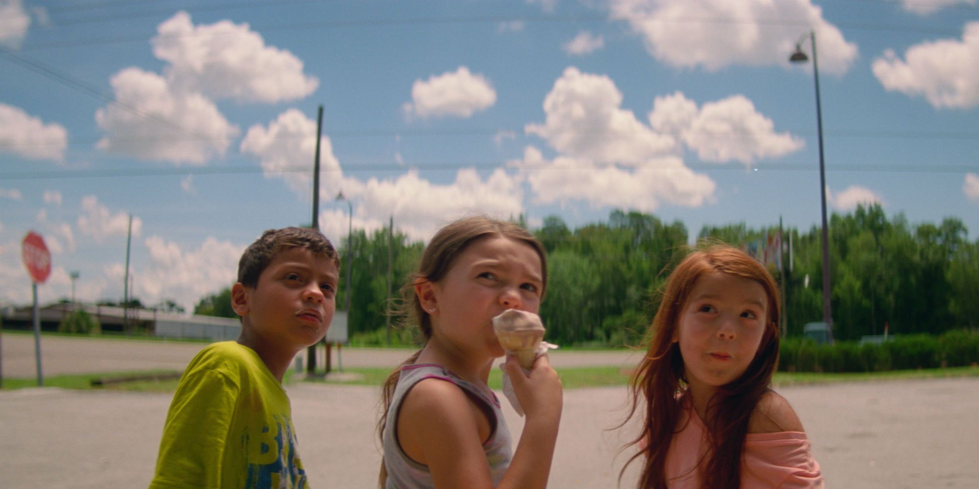 Christopher Rivera, Brooklynn Prince and Valeria Cotto in The Florida Project