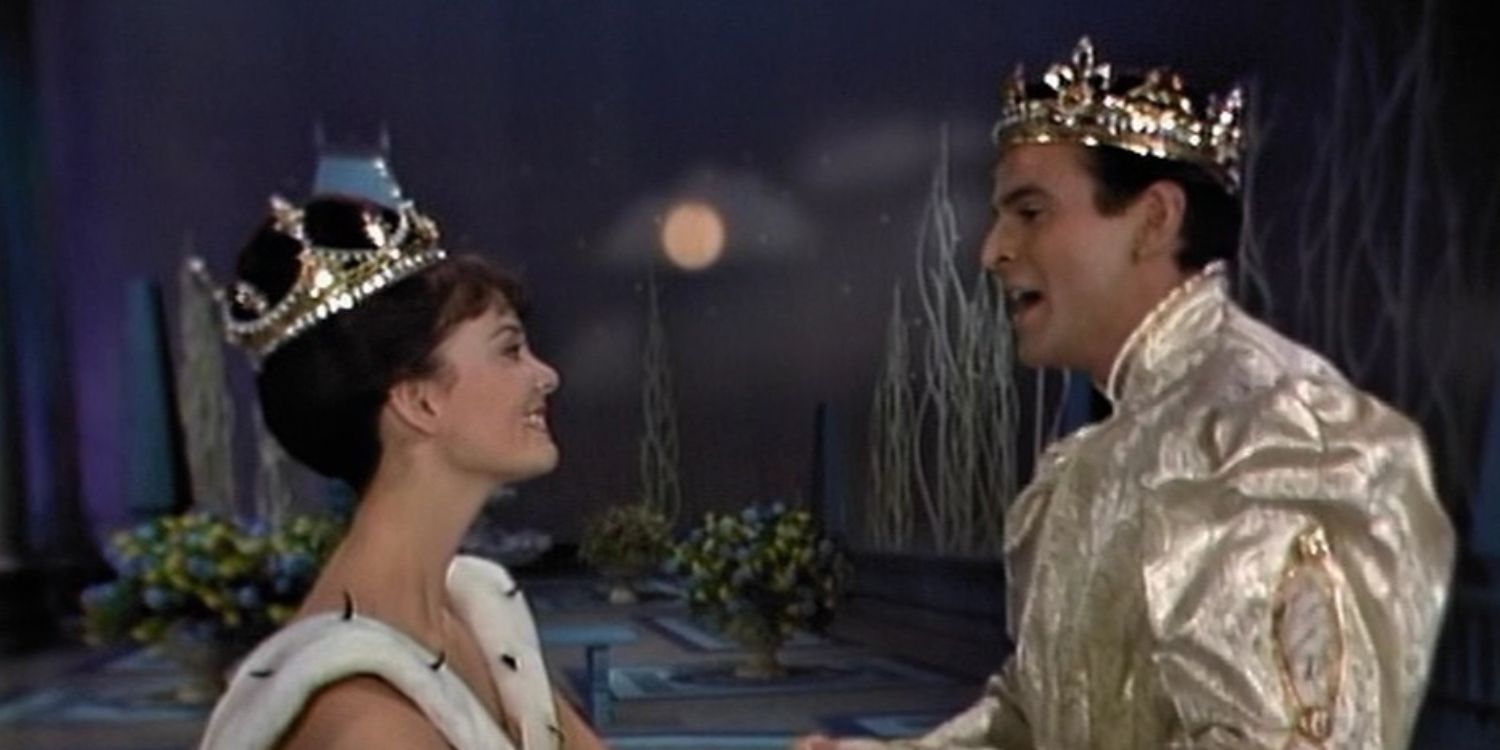 Cinderella and the prince sing to one another in the 1965 Cinderella