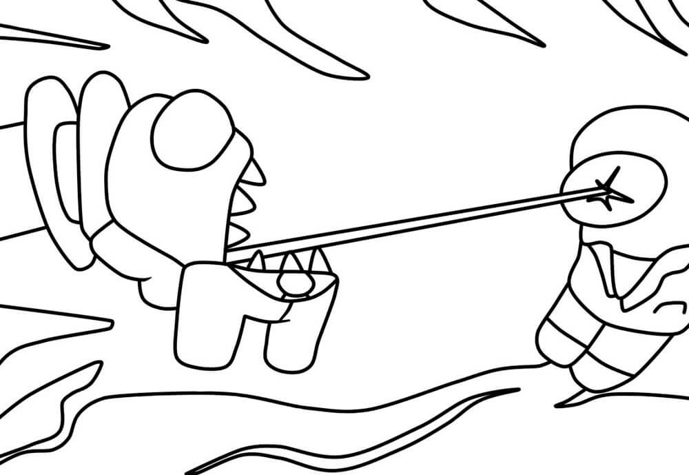 Among Us coloring page Imposter impale