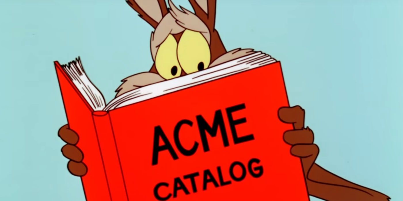 Wile E. Coyote reading the Acme catalog