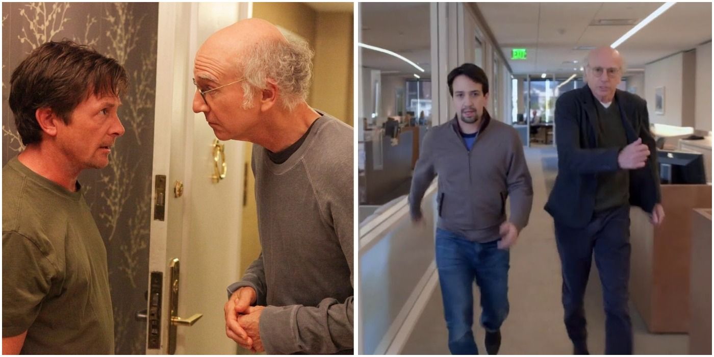 Michael J. Fox and Larry David square off/Lin-Manuel Miranda and Larry race down a hall