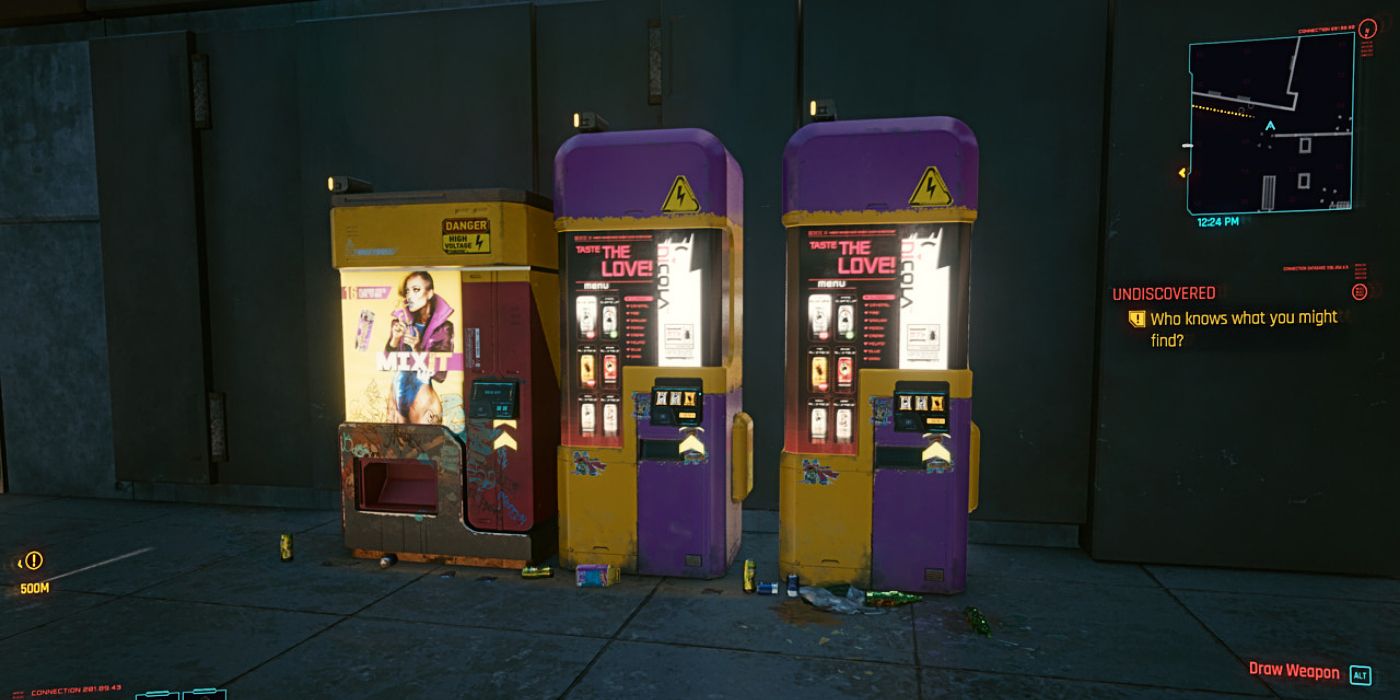 Three vending machines in Cyberpunk 2077