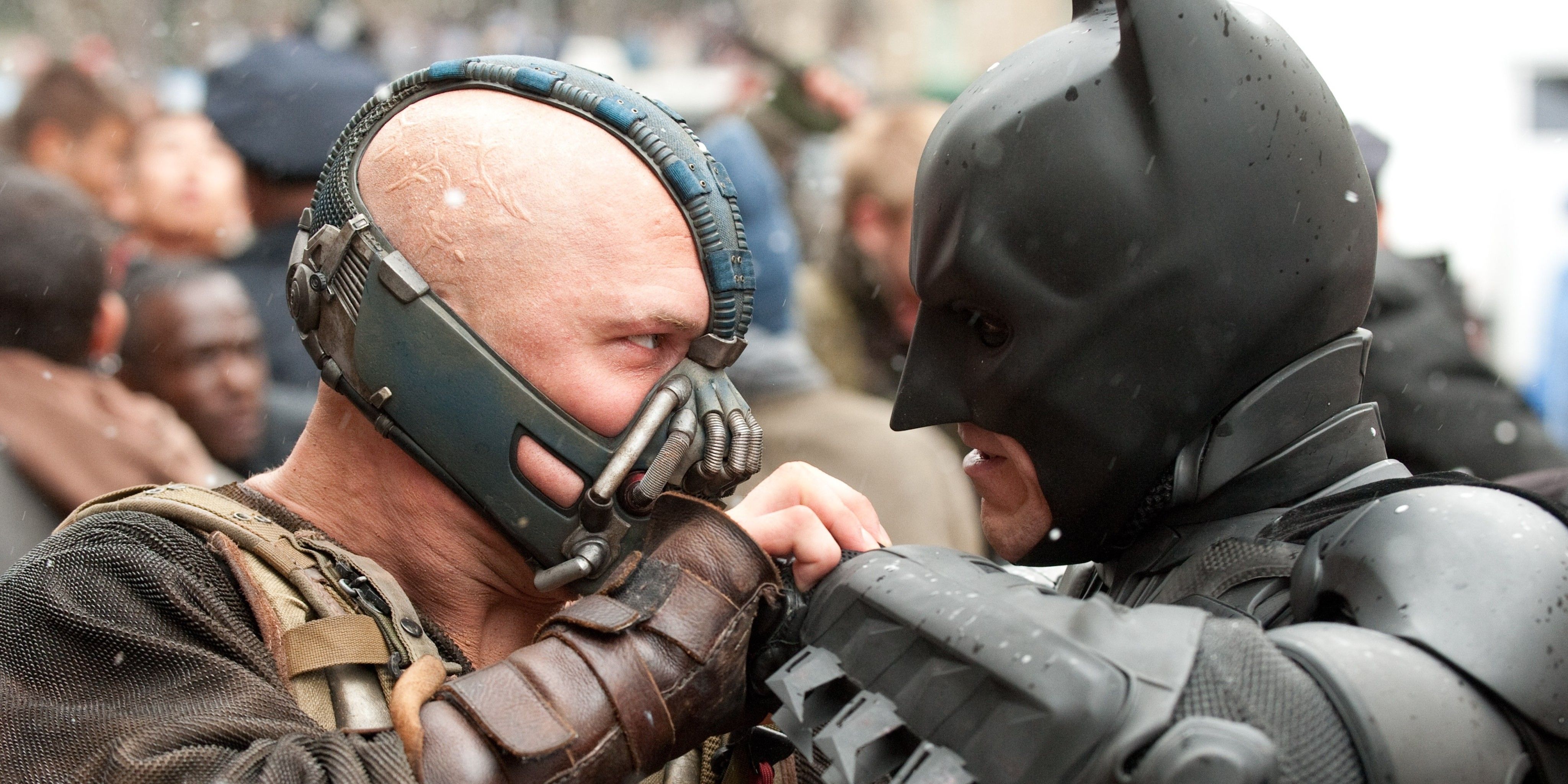 Batman and Bane fighting in The Dark Knight Rises