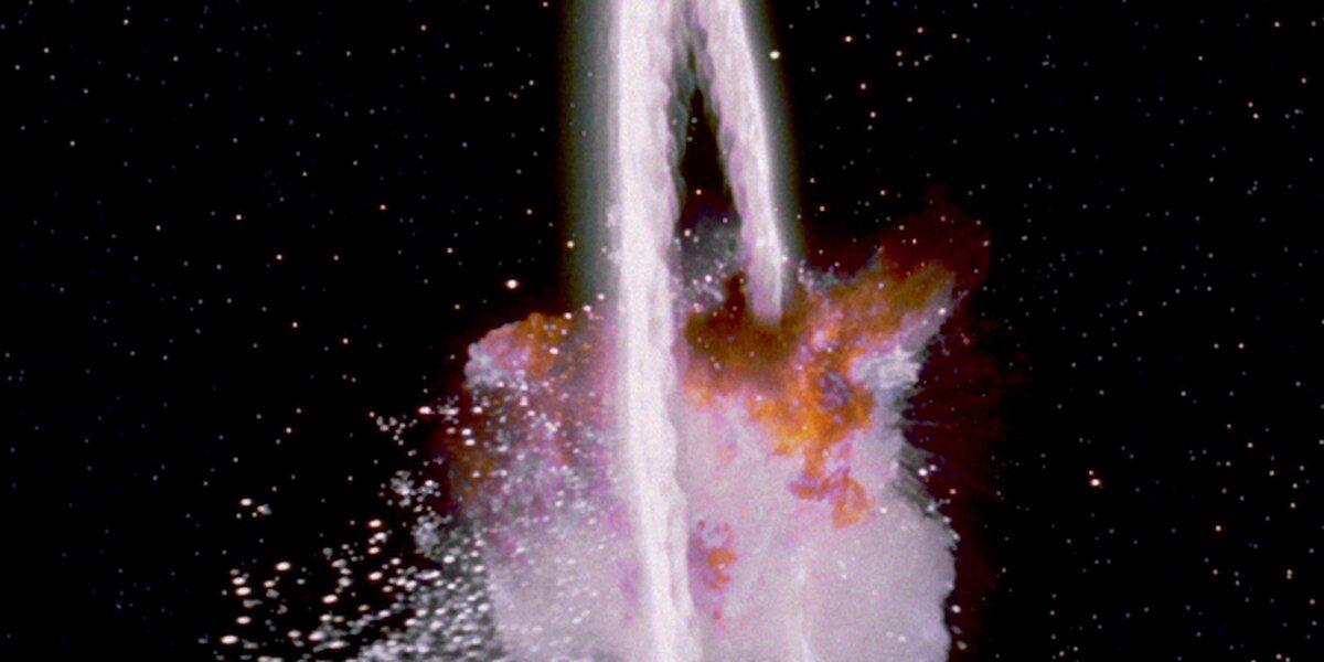 The Death Star explodes at the end of Star Wars