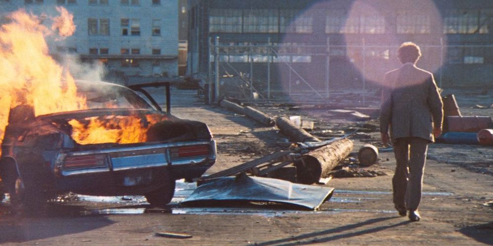 Dirty Harry walks away from a car bomb explosion in Magnum Force