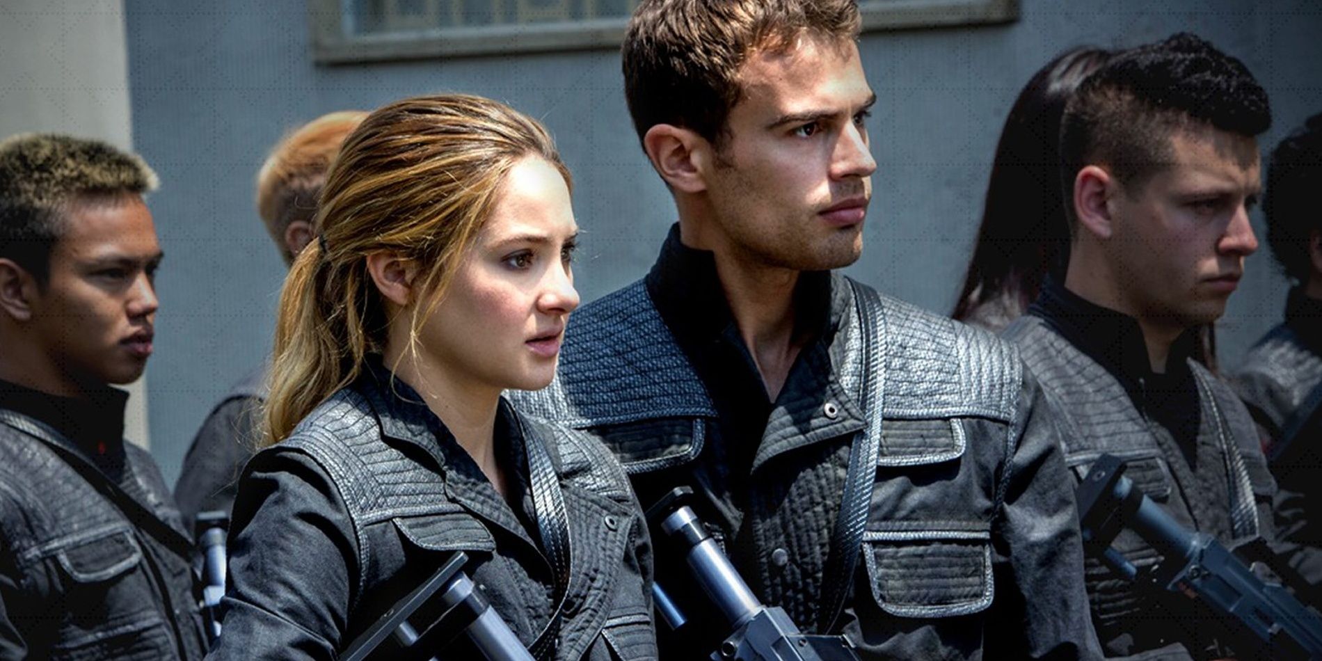 The cast of Divergent in tactical gear