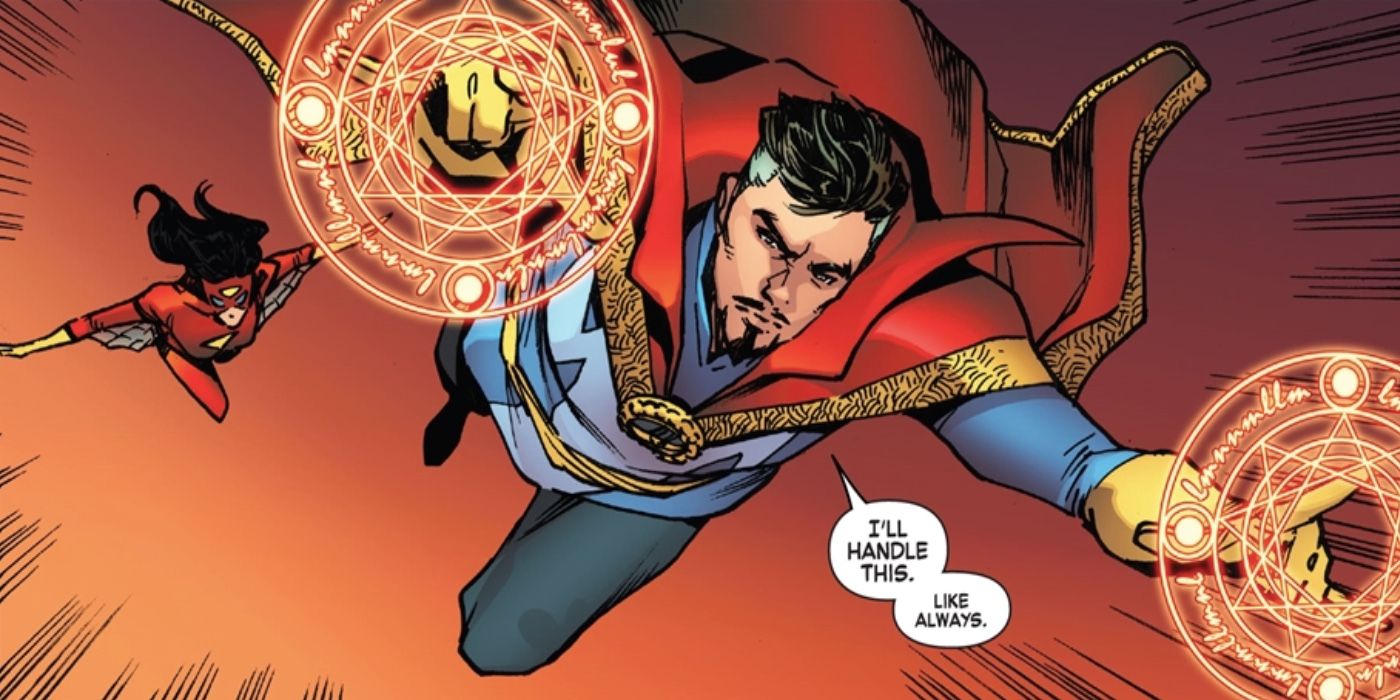 Doctor Strange And Spider-Woman Flying Into Battle