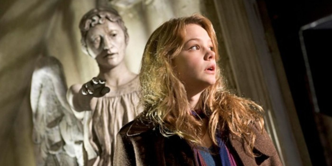 Sally Sparrow and a Weeping Angel from Doctor Who